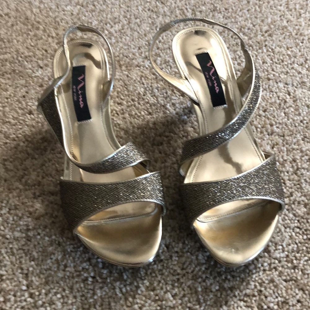 Strappy gold Nina of New York heeled sandals